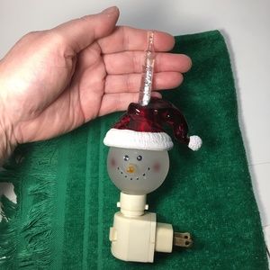 2005 Christmas Snowman BUBBLER NIGHT LIGHT swivel Plug-In Kurt Adler GLASS works
